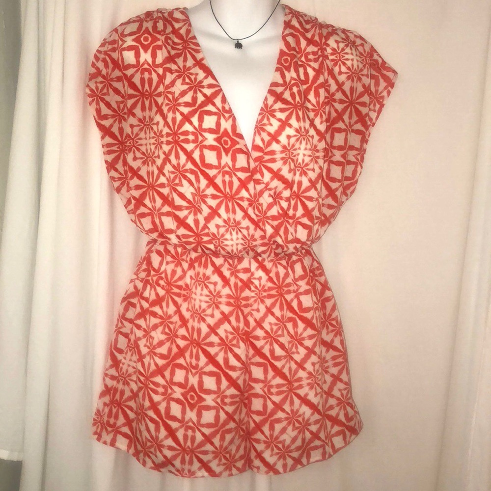Orange/White Patterned Romper